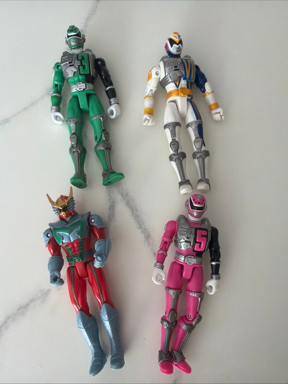 Kids Action Figure Toy Set - Green, White, Red, Pink